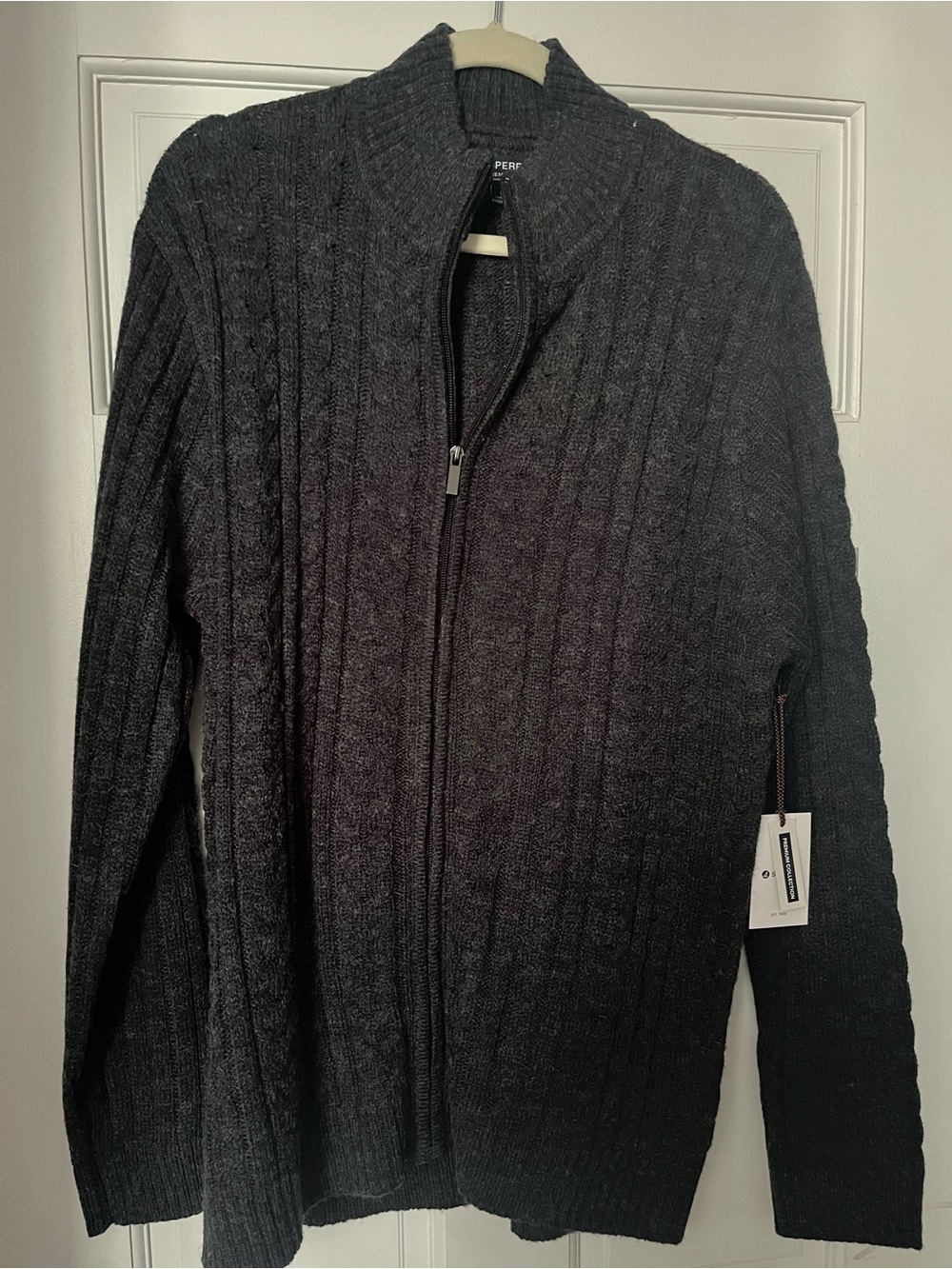 Sperry Men’s Charcoal Cable Zip Cardigan